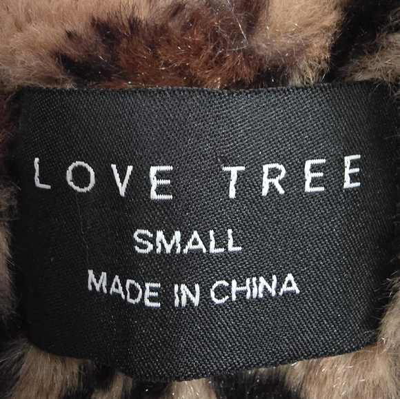 LOVE TREE Faux Fur Leopord Print Coat - Picture 6 of 6